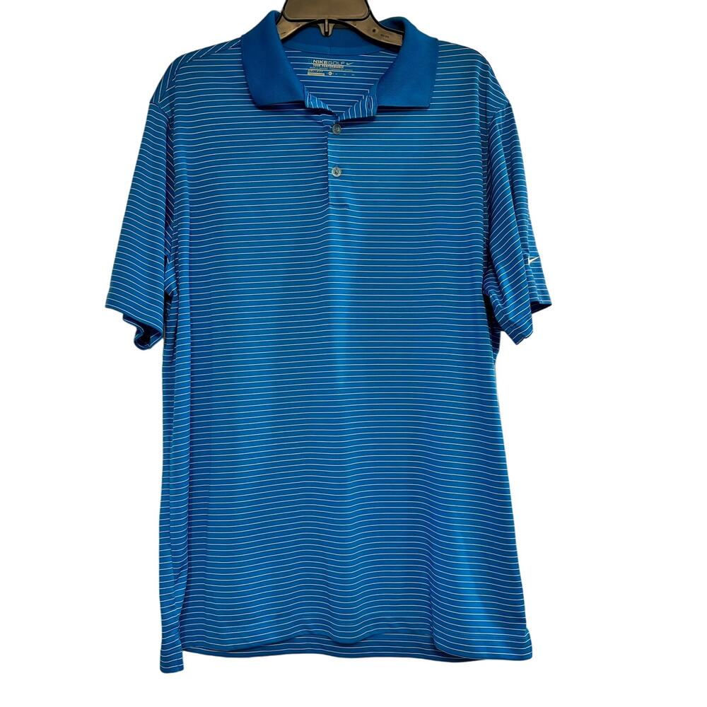 Nike Golf Polo Dri-Fit Tour Performance Size XL Blue White